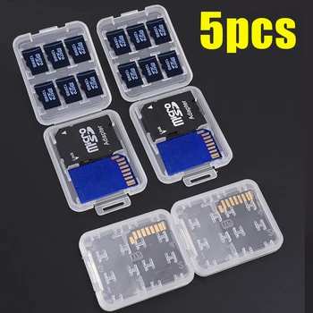 1-5pcs 8 în 1 Protector Suport din Plastic Transparent mini Pentru SD, SDHC TF MS Card de Memorie de Stocare de Caz Sac Cardul de Memorie Protecter Cutie