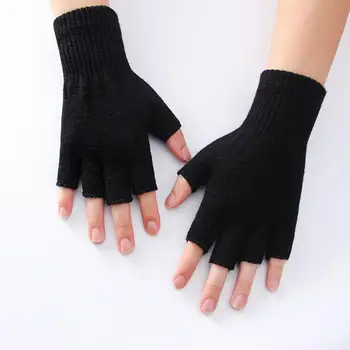 1 Pereche Jumătate Degetul Mănuși De Cald Elastice Fibre Acrilice Mănuși De Degete Confortabil Moale Mănuși De Iarnă Pentru Femei