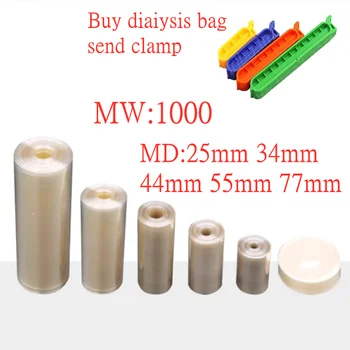 1 sau 5 Metri de Laborator MW1000 Celuloză Regenerată Dializă Sac Tuburi MD25/34/44/55/77mm RC Dializă Tub