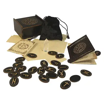 1 set din Lemn Vrăjitoare Rune Set de Piatră Gravat Simbolul Pentru Meditație Divinație de Rune Set Cu Sac de Depozitare față de Masă