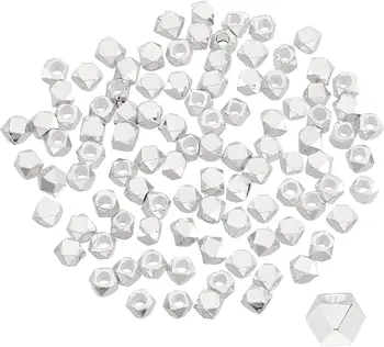 100buc Cub Margele Spacer Mini Cornerless Cub Pătrat Margele Fatetate Șirag de mărgele de Metal Diamant Tăiat în Vrac Șirag de mărgele pentru a Face Bijuterii
