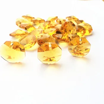 100buc/lot 14mm Aur de Cristal de Sticlă Octogon Margele Într-O Groapă (Gratuit Inele) Candelabru de Cristal Margele de Cristal, Accesorii pentru perdele