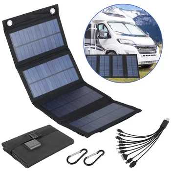 100W Panou Solar Pliabil Încărcător IP65 rezistent la apa USB Solare Încărcător de Putere cu 2 Cârlige și 1 Adaptor Usoare de Putere în aer liber