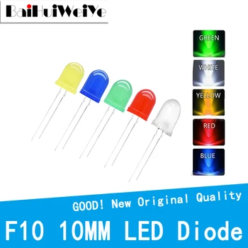 10BUC F10 10MM 5 Culori de BAIE LED Verde Roșu Galben Albastru Alb Super-Luminos Calitate Șirag de mărgele de Lumină cu Diode Electroluminiscente Plug-in Bec Asortate