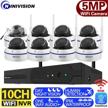 10CH Camera IP NVR Wifi Kit CCTV Sistem de 5MP Explozie-Dovada Audio Wireless Dome Sistem de Supraveghere Video Set 8Channel