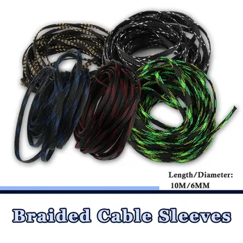 10m 6mm PET Nylon Împletit Cable Sleeving Sarpe Plasă de Sârmă Protejarea Cablu Manșon de Plasă de Sârmă Șoc Pentru Seturi de Cablu
