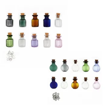 10pieces Mix Color Plat Minge de Plută de Sticla Caz Pătrat Flacon de Sticlă Cu dop de Plută Parfum Ulei Esențial care Doresc Sticla