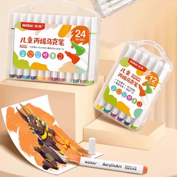 12/24/36/48 Culori Acrilice Marker rezistent la apa pictate manual DIY zugraveli Lavabile Pigment Stilou pentru Student de Artă