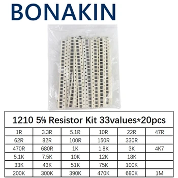 1210 SMD Rezistor Kit Asortate Kit 1 ohm-1M ohm 5% 33valuesX 20buc=660pcs DIY Kit