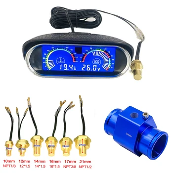 12V 24V Digital Apă Temperatură de + Volt Senzorul de Temperatură a Apei 1/8NPT Cap Plug Comun Conducta Senzor Radiator Furtun Adaptor