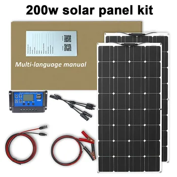 12v Panou Solar de 100w, 200w Flexibil Panou Solar kit de Celule Solare Monocristaline 12V 24V Baterie Încărcător Solar Kituri
