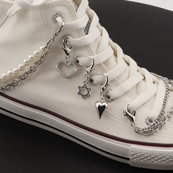 1buc Metal Decoratiuni de Pantofi Bling Stras Lanț Pentru Femei Adidas Star Dragoste Pandantiv Perla Brățară Pantofi de Panza Accesorii