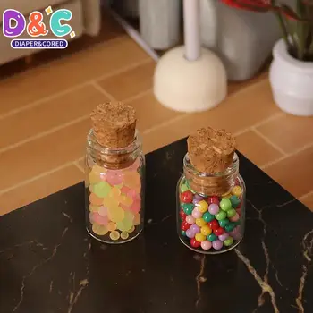 2 buc 1/12 Păpuși Colorate Bomboane Borcan de Sticlă, Păpuși în Miniatură Bucătărie Alimente Pretinde Joc de Jucarie Pentru Papusi Casa Accesorii