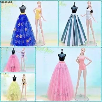 2 buc/set Roz de Desene animate, Costume de baie Pentru Papusa Barbie Haine de costume de Baie Monokini Lenjerie & Fusta Rochie 1/6 Accesorii Papusi de Jucarie