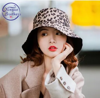 2019 Noi Bumbac Leopard de imprimare Femei Pălărie Găleată Dublă față-Verso Poate Fi Purtat Pescar Pălării de Primăvară-Vară Capace de Toamna