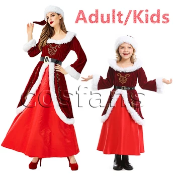 2020 Costume de Mos Craciun WomeChristmas Rochii Costum Adult Maneca lunga Modis Doamnelor Rochie Fancy Crăciun de Iarnă Roșu Vestidos