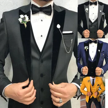 2021 Brand de Nunta pentru Barbati Costum Set Slim Fit Cina Bal Miri Rochia Tuxedo Personalizate Gri Business Blazer cel Mai bun Om de Sacou cu Pantaloni