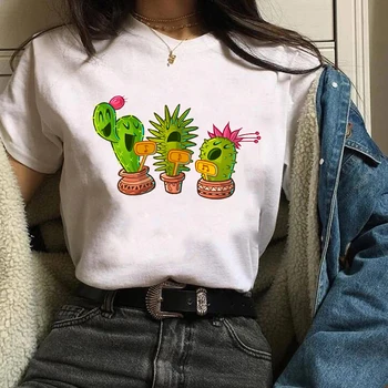 2021 Femei Floare de Cactus de Moda Fericit Desene animate Maneca Scurta Topuri Grafic Femei Femei Femei Lady T-Shirt, Tricou T-shirt