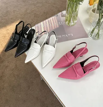 2023 Brand De Moda De Vara Pentru Femei Pantofi Spike Toc Mic Subliniat Toe Culori Solide Sandale Slip On Pompe Casual Încăltăminte Într-Femme