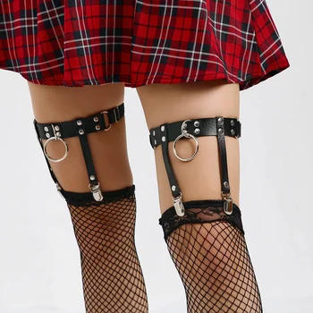 2023 Noi Cataramă de Metal Femei Cerc Punk Rece Agățat Ciorapii din Piele Y2K Fata Picante Picior Inel Jartiera