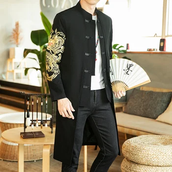 2023 Primăvară Mens Stil Chinezesc Mult Geacă Bărbați Streetwear Oriental Haine Barbati Chineză Mandarină Trenci Ofițeresc