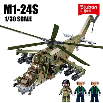 2023 Sluban Militare WW2 Elicoptere de Lupta Armata Aer Armă M1-24S KA-52 Model de Soldați Blocuri Jucarii pentru Baieti Cadouri