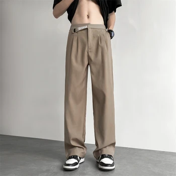 2023 Vară Costum De Moda De Sex Masculin Societatea Mens Rochie Coreeană Vrac Direct Casual, Pantaloni Office Pantaloni Formale Culoare Solidă H142