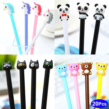 20buc/set Japoneze Kawaii Drăguț Pixuri Rece Pisica Neagra Panda Unicorn Gel Ink Pen Semn de Scris Pix Copii Fata de Scoala de Papetarie