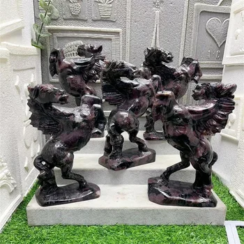 20CM Granat Natural de Cal Sculptură Sculptat Statuia Animal de Moda Acasă Ornament de Arta de Colectie Cadou 1BUC