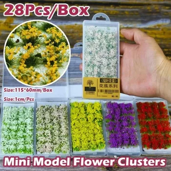28Pcs/cutie Mini Clustere de Flori Model Scenariu Tren Nisip Masă Diy Modelarea Arhitecturii Peisaj Materiale