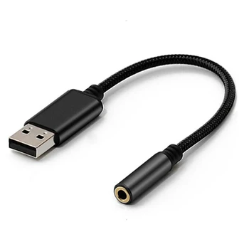 2X USB La 3.5 Mm Jack pentru Căști, Adaptor Audio,Stereo Extern placa de Sunet Pentru PC, Laptop,Pentru PS4 (0.6 Metri,Negru)