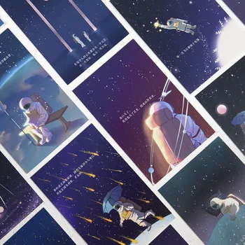 30 Coli/Set Cerul Înstelat Luminos Carte Poștală Cosmonaut, Felicitare De Ziua De Nastere Scrisoare Card Cadou
