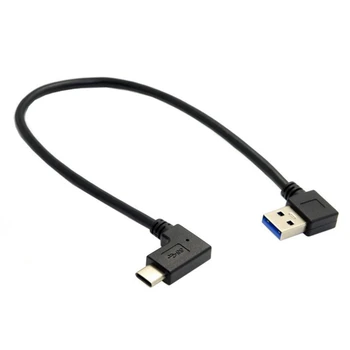 30CM Stânga / Dreapta Unghi de USB 3.0 si UN mascul la USB 3.1 Tip-C Cot de Date de Sincronizare și Încărcare Cablu USB-C Convertor Adaptor de 0,25 m