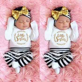 3PCS Copil Drăguț Nou-născut Fată Costume de Haine 2020 Noua Moda Topuri Romper+Pantaloni Lungi+Bandă de susținere