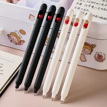 3Pcs/Set Drăguț Rotativ Dragoste Pix cu Gel Kawaii 0.5 mm, Negru Pix de Birou Școală, Rechizite Elev Scris Pen Neutru Pen