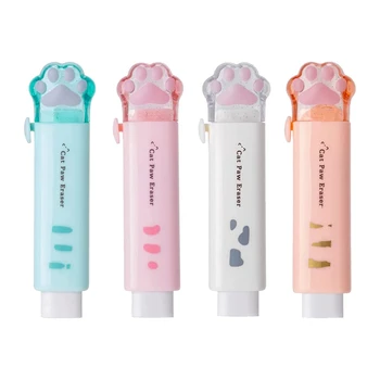 4 BUC Kawaii Push-Pull Design Gheara Pisicii Eraser Portabil Gumă de șters din Cauciuc Școlară a Copiilor Rechizite de Birou
