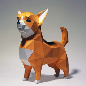 42cm Chihuahua, Câine Animal de Companie Hârtie Model Home Decor Camera Ornament Decor Birou Papercraft 3D DIY Facute de Mana Jucarii Creative