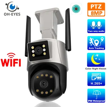 4K Dual Lens Wfii PTZ IP de Securitate aparat de Fotografiat în aer liber Urmărire Automată ONVIF Wireless de Acasă CCTV Camera de Supraveghere Video de 8MP ICSEE