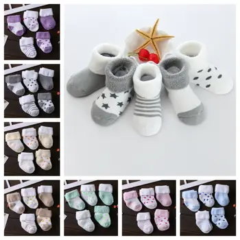 5 perechi Stil coreean Îngroșa Șosete pentru Copii Model Stea de Toamna si de Iarna, Acasa, Somn Șosete Copii Ciorapi Moi Copil Nou-născut Șosete Băieți