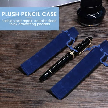 50 Buc Albastru Catifea Pen Husă Maneca Titular Unic Pen Geanta, Caz Creion Sac