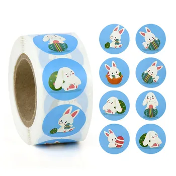 500pcs/rola 2,5 cm Happy Easter Bunny Drăguț de Etanșare Etichete Autocolante de Desene animate Iepure de Imprimare de Primăvară Paște Partid Cadou de Etanșare Autocolant