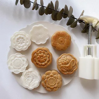 50g 65g Formă Rotundă Tradițională Mid-Toamnă Mooncake Mucegai Stil Chinezesc Model Floare de Lotus Fasole Mung Desert Tort de Bucătărie Baker