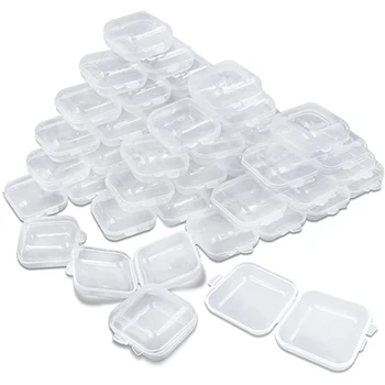 50Packs Mici de Plastic Clar Containere de Depozitare Mixtă Gol Mini Caz cu Capace pentru Obiecte Mici și Alte Proiecte de Artizanat