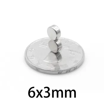 50pcs N35 Neodim magnetic 6*3 mm circular de pământuri rare Magnet NdFe micro Mici, Rotunde meserii Magneți 6x3mm