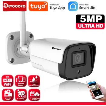 5MP HD Tuya Wifi IP Bullet Camera de Securitate în aer liber Wateproof 2 Way Audio Wireless, CCTV Camere de Supraveghere Video Inteligent Viața P2P