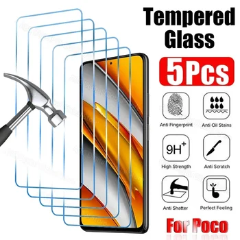 5PCS Sticlă Călită pentru Poco F5 X5 X4 X3 F2 Pro Ecran Protector pentru Poco M4 M3 Pro 5G F3 F4 X3 X4 GT M5 m5-urile sunt X3 NFC Sticlă