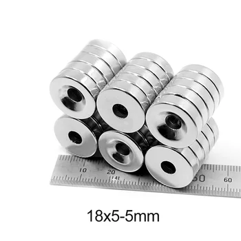 5~50PCS 18x5-5 mm Disc de pământuri Rare Magneți din Neodim 18*5 mm, Gaura 5mm Magnetic Puternic Magnet 18x5-5mm Magnet Rotund 18*5-5