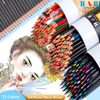 72 Set De Colorat Creion, Lemn Negru/Pe Bază De Ulei/Apă-Souble Colorate Creioane Profesionale Pixuri Pentru Studenții Artiști De Artă Supplie