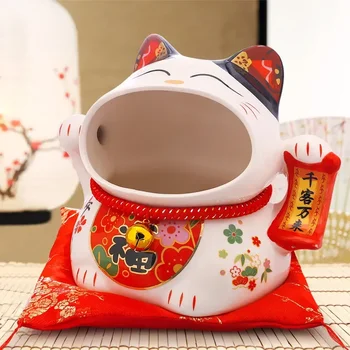 8 inch Ceramic Maneki Neko Cutie de Bomboane Cat Noroc Caseta de Bani pusculita Avere Cat de Stocare Gustare Borcan