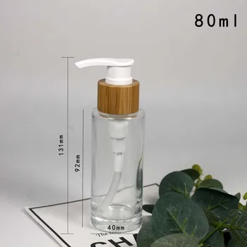 80ml cosmetice recipiente de sticlă sticla lotiune cu bambus capac